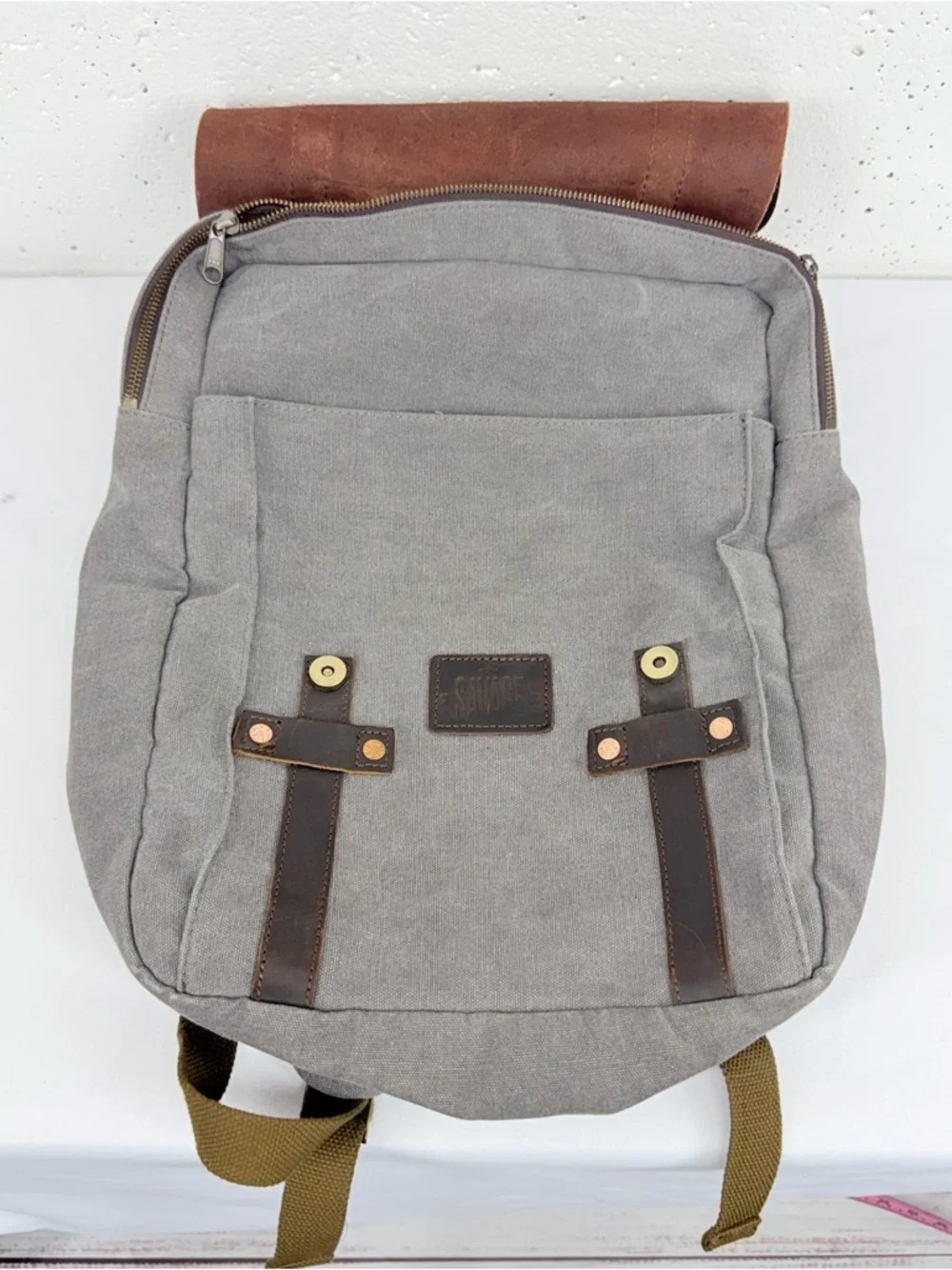 Savage Supply Leo Brown Canvas and Leather Backpack